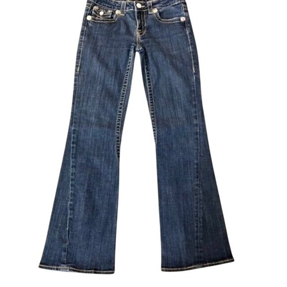 Vigoss Jeans Juniors 5 Used Low Rise Bootcut Stretch Denim Fold Over Pockets - Picture 12 of 16